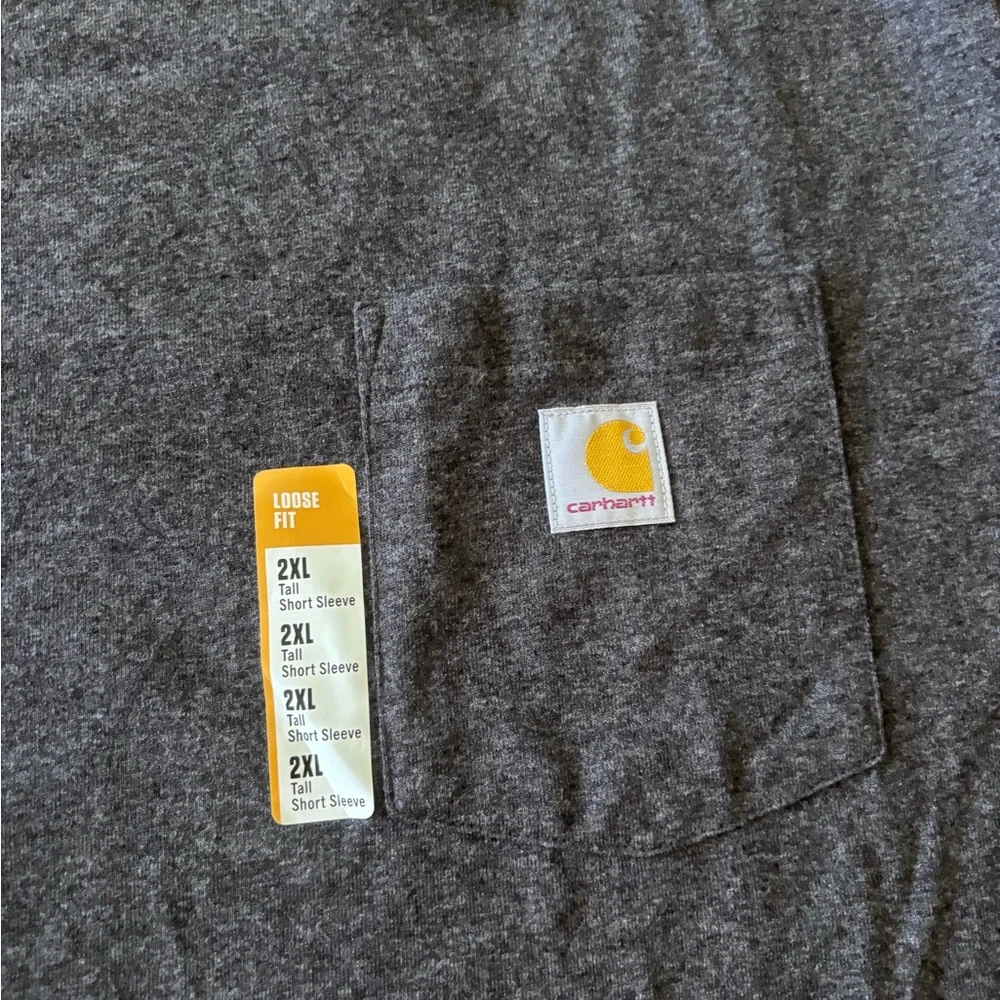 Carhartt Men’s Short Sleeve Pocket Tee Dark Heather Gray 2XLT Tall New - Picture 2 of 5